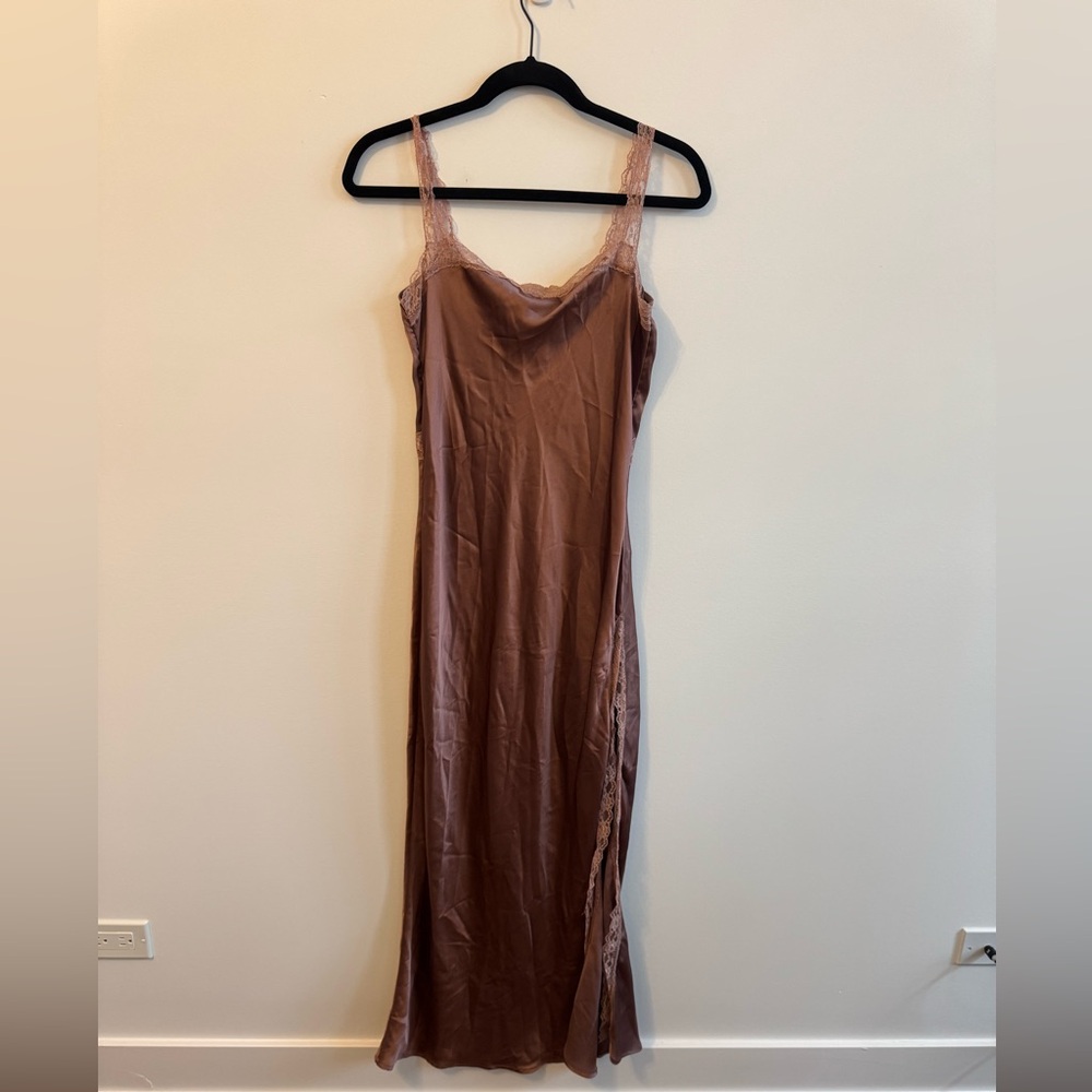 Anthropologie Slip Maxi Dress in Dusty Rose Brown